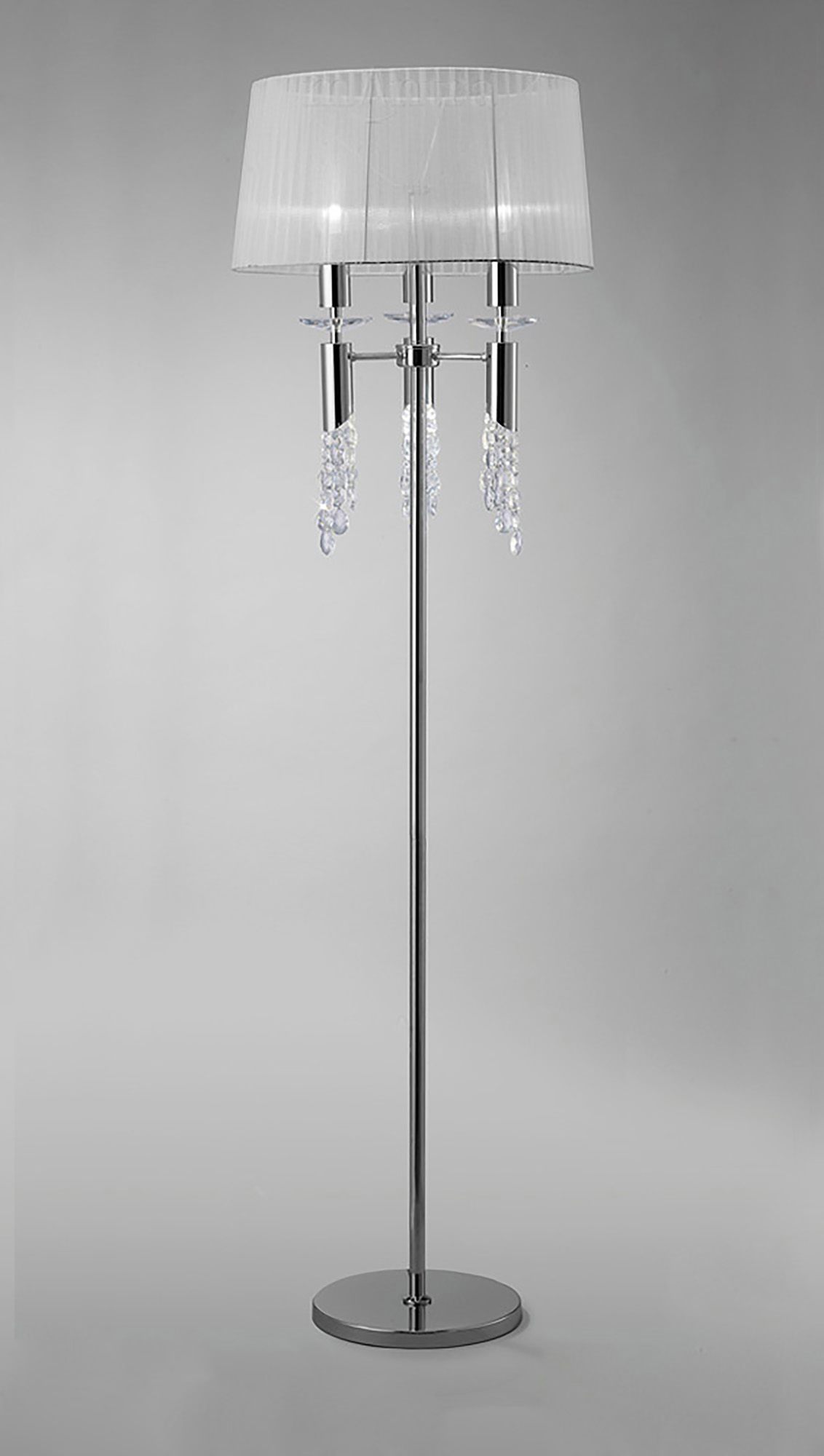 M3869  Tiffany Polished Chrome 175cm Floor Lamp 3+3 Light